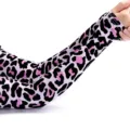 Pink leopard print ice silk sun protection sleeves for outdoor sports and UV protection shield - S / Leopard Style