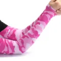 Pink Camo Ice Silk Sun Protection Sleeves UV Shield Outdoor Sports Cooling Arm Guards for Women - S / Patterned Style