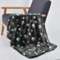 Soft flannel pet paw print blanket for office and home, cozy multi-functional cozy cover. - 50x75cm / Dark Gray Green