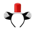Cosplay cat ear headband with red top hat, cute plush design for party and anime fans. - Red Hat Headband
