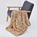 Brown flannel blanket with cute paw print design, soft cozy multi-functional throw for home office. - 50x75cm / Amber