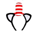 Red white striped cat ear headband cosplay costume cute hair hoop party accessory - Appliqué Striped Headband