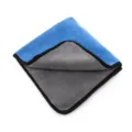 Dubbelzijdige microvezel schoonmaakdoek in blauw en grijs met zwarte rand voor auto. - 40cmx40cm / Blauwgrijs
