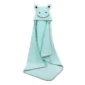 Soft coral fleece baby hooded bath towel with cute cartoon frog design for quick drying. - 90*90cm / Green
