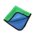 Tweezijdige microvezel auto poetsdoek met zwarte gestikte randen, sneldrogend, groen. - 40cmx40cm / Cyaan
