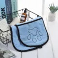 Toalla de microfibra azul para mascotas con diseño de huella, toalla de baño absorbente para perros. - Azul claro