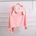 Baby coral velvet hooded bath towel soft absorbent infant swaddle blanket cute pink design main - 70cm*140cm / Pink