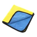 Microvezel autowashanddoek, geel en blauw dubbelzijdig schoonmaakdoekje met zwarte rand. - 40cmx40cm / Blauw en Geel