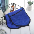 Toalla de microfibra para mascotas azul con lindo diseño de huella y borde negro. - Azul marino