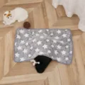 Grey coral fleece pet blanket with white star print, soft warm mat for cats and dogs detail. - 40×60cm Blanket / Grey Star
