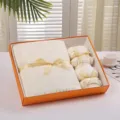 Coral fleece gift towel set in orange box, soft 3-piece bath towel for home and wedding. - 70*140cm / Off White