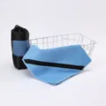 Microfiber sports towel with zipper pocket quick drying gym fitness sweat towel for outdoor travel - Blue / 30x110cm