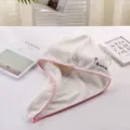 Coral fleece quick-drying dry hair cap for women, soft absorbent shower hair wrap hat. - 25x65cm / White Balloon Style with Pink Border