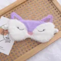 Plush cat ear sleep mask soft winter warm eye cover cute shading sleeping mask for women - Purple Fox Style / 20x8cm
