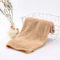 Khaki microfiber sports towel, quick dry fitness sweat towel folded with basket prop. - 30cm x 100cm / Light Coffee