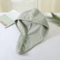 Green coral fleece dry hair cap, ultra absorbent quick drying shower hair towel for women. - Mint Green
