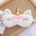 Plush unicorn sleep mask cute cartoon eye cover soft winter warm shading eye patch - Off-White Unicorn Style / 20x8cm