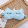Plush unicorn sleep mask cute winter warm gradient colorful soft sleeping eye mask news - Light Blue Unicorn Style / 20x8cm
