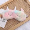 Cute rainbow plush unicorn sleep mask for comfortable night sleep and cozy winter wear. - Colorful Unicorn Style / 20x8cm