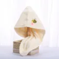 Thickened coral fleece quick-drying hair towel cap for women, cute bee design, super absorbent. - 25cm x 65cm / Light Yellow Bee (Double Layer)