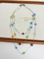 Detail shot of multi-layer colorful crystal beaded necklace, stylish clavicle chain design. - Colorful Beaded Necklace