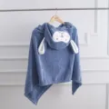 Baby coral fleece hooded bath towel blue cute animal ears infant swaddle blanket warm variant - 70cm*140cm / Blue