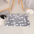 Grey Plush Pet Mat with White Bone Pattern Warm Dog Cat Sleeping Pad Winter Flannel Bed - Gray Bone