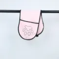 Pink pet drying towel with cute paw print and black trim, soft microfiber dog and cat cleaning cloth - Pink