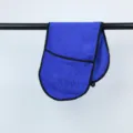 Thick microfiber pet drying towel with cute paw print and black edges for dogs and cats bathing. - Dark Blue