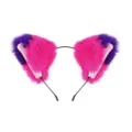 Furry cat ears headband in hot pink and purple for cosplay, Halloween parties and fun. - Headband