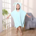 Kids hooded bath towel coral fleece cute rabbit ears baby poncho bathrobe soft absorbent - 60×120CM / Green
