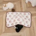Coral fleece pet blanket with cute bear print, soft and warm sleeping mat for dogs and cats. - White Bear