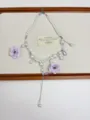 Details of the Korean style flower pearl tassel necklace with elegant purple crystal drops. - Purple Flower (XL2662)