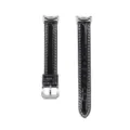 Cinturino di ricambio per orologio in pelle verniciata nera con fibbia argentata curva. - Compatibile con Xiaomi 8/9/10 / Nero-Fibbia Argentata