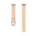 Cinturino per orologio in pelle rosa chiaro di qualità con fibbia argentata e trama. - Rosa Nudo