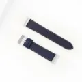 Premium genuine leather watch strap replacement compatible with smartwatches, dark blue. - Navy Blue - Silver Buckle