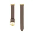 Cinturino di ricambio per orologio in pelle marrone con fibbia metallica dorata per accessori - Marrone scuro - fibbia oro