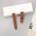 Brown quilted leather watch strap replacement compatible with Apple watch women style. - Coffee