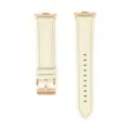 Cinturino per orologio in pelle beige vista dettagliata fine, elegante fibbia in metallo. - Avorio - fibbia in oro rosa