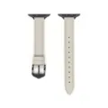 Dettaglio cinturino in pelle fine, elegante cinturino di ricambio grigio chiaro con fibbia nera. - 38/40/41 mm - (42 mm Gen 10/11) / Grigio chiaro - fibbia nera
