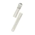 Primo piano dettagliato del cinturino per orologio in pelle grigia con fibbia argentata. - Adatto per: quadrante piccolo S4 41 mm / Argento tecnico - fibbia argento