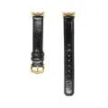 Bracelet de montre de rechange en cuir noir avec quincaillerie dorée, design fin et élégant. - Noir-Boucle Dorée