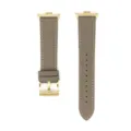 Cinturino di ricambio in pelle grigio-marrone con fibbia e connettore dorati per smartwatch. - Cachi scuro - fibbia dorata