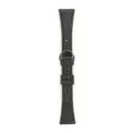 Dettaglio cinturino per orologio in vera pelle nera, design sottile con chiusura deployante. - Nero - chiusura a farfalla argento