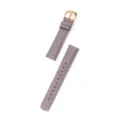 Vista dettagliata del cinturino per orologio in vera pelle, motivo litchi e fibbia. - Adatto per: quadrante piccolo S4 41 mm / Viola taro - fibbia oro rosa