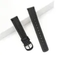 Schwarzes echtes Leder Uhrenarmband mit weißer Naht und Dornschließe für Ersatz. - Passend für: GT6/5/4 – 41 mm kleines Zifferblatt (18 mm) / Schwarz-Schwarze Schnalle