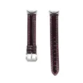 Cinturino di ricambio in lucida pelle verniciata con cuciture a contrasto rosa e fibbia argentata. - Compatibile con Xiaomi 8/9/10 / Viola-Fibbia Argentata