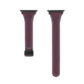 Purple leather replacement watch band compatible with smartwatches, featuring white stitching. - Deep purple