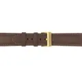 Brown leather watch strap with yellow stitching and gold buckle for smartwatches replacement. - Suitable for: vivo 1 (42 Dial) / Dark Coffee - Gold Buckle
