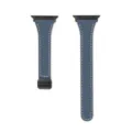 Cinturino per orologio in pelle blu per Apple Watch con fibbia magnetica e cuciture bianche. - 22 mm (senza connettore) / Aqua